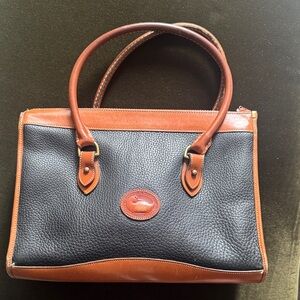 Vintage Dooney & Bourke Black and Tan Satchel
